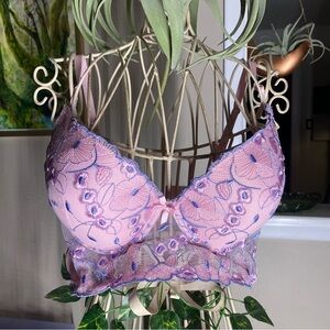 Elegant Lace Bralette in Pink and Purple 38C